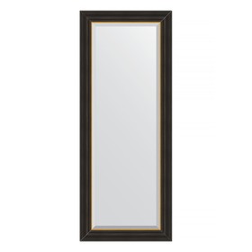 Зеркало с фацетом в багетной раме, черное дерево с золотом 71 мм, 54x134 см