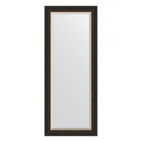 Зеркало с фацетом в багетной раме, черное дерево с золотом 71 мм, 59x144 см