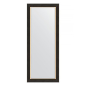 Зеркало с фацетом в багетной раме, черное дерево с золотом 71 мм, 64x154 см