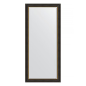 Зеркало с фацетом в багетной раме, черное дерево с золотом 71 мм, 74x164 см