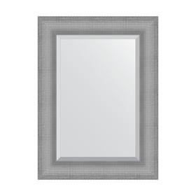 Зеркало с фацетом в багетной раме, серебряная кольчуга 88 мм, 57x77 см