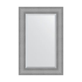 Зеркало с фацетом в багетной раме, серебряная кольчуга 88 мм, 57x87 см