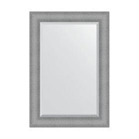 Зеркало с фацетом в багетной раме, серебряная кольчуга 88 мм, 67x97 см