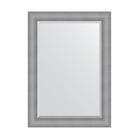Зеркало с фацетом в багетной раме, серебряная кольчуга 88 мм, 77x107 см