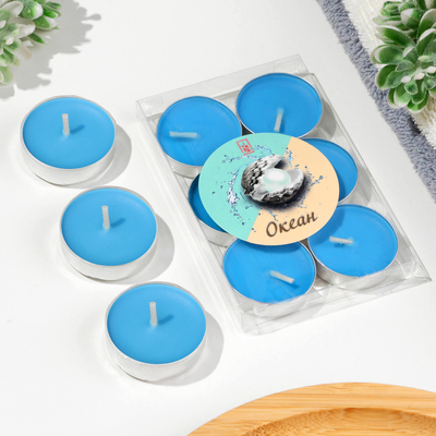 Набор свечей ароматических чайных, 6 шт., океан