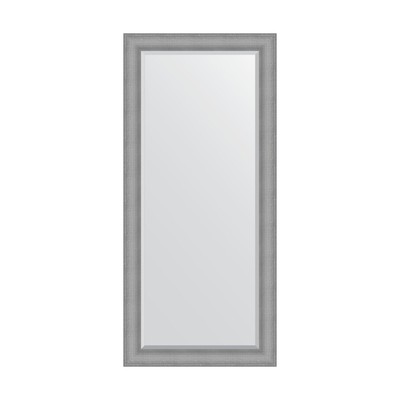 Зеркало с фацетом в багетной раме, серебряная кольчуга 88 мм, 77x167 см