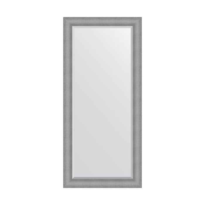 Зеркало с фацетом в багетной раме, серебряная кольчуга 88 мм, 77x167 см - Фото 1
