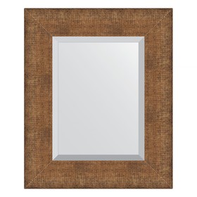 Зеркало с фацетом в багетной раме, медная кольчуга 88 мм, 47x57 см