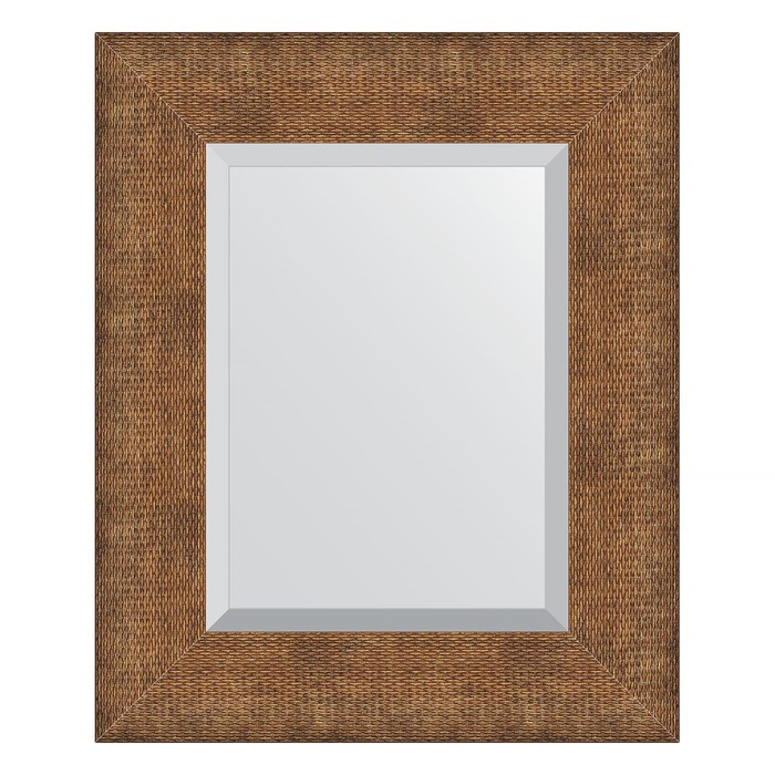 Зеркало с фацетом в багетной раме, медная кольчуга 88 мм, 47x57 см - Фото 1