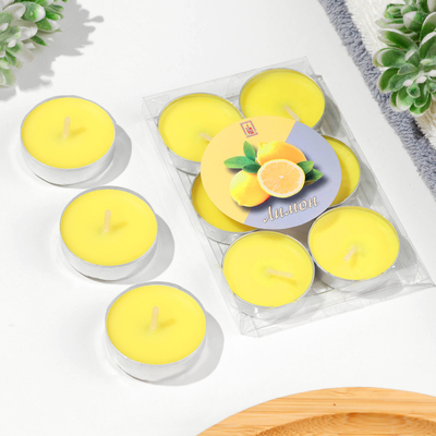 Набор свечей ароматических чайных, 6 шт., лимон