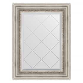 Зеркало с гравировкой в багетной раме, римское серебро 88 мм, 56x74 см