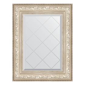 Зеркало с гравировкой в багетной раме, виньетка серебро 109 мм, 60x78 см