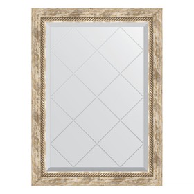 Зеркало с гравировкой в багетной раме, прованс с плетением 70 мм, 63x86 см