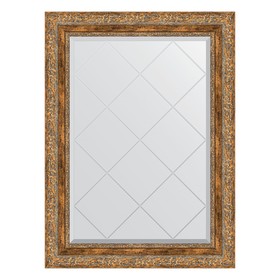 Зеркало с гравировкой в багетной раме, виньетка античная бронза 85 мм, 65x87 см