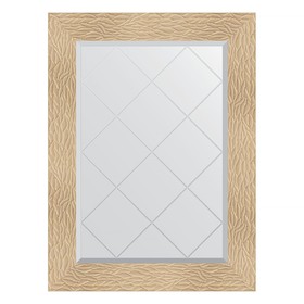 Зеркало с гравировкой в багетной раме, золотые дюны 90 мм, 66x89 см