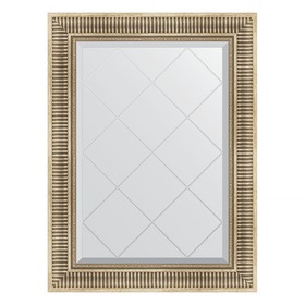 Зеркало с гравировкой в багетной раме, серебряный акведук 93 мм, 67x90 см