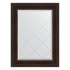 Зеркало с гравировкой в багетной раме, темный прованс 99 мм, 69x91 см