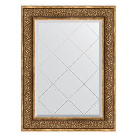 Зеркало с гравировкой в багетной раме, вензель бронзовый 101 мм, 69x91 см