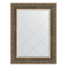 Зеркало с гравировкой в багетной раме, вензель серебряный 101 мм, 69x91 см