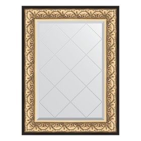 Зеркало с гравировкой в багетной раме, барокко золото 106 мм, 70x92 см