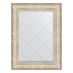 Зеркало с гравировкой в багетной раме, виньетка серебро 109 мм, 70x93 см