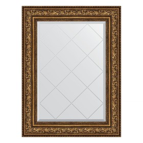 Зеркало с гравировкой в багетной раме, виньетка состаренная бронза 109 мм, 70x93 см