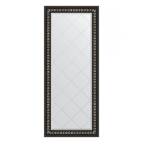 Зеркало с гравировкой в багетной раме, черный ардеко 81 мм, 65x154 см