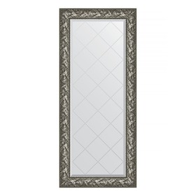 Зеркало с гравировкой в багетной раме, византия серебро 99 мм, 69x158 см