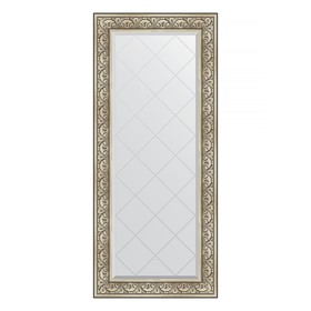 Зеркало с гравировкой в багетной раме, барокко серебро 106 мм, 70x160 см
