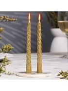 Набор свечей витых, 1.5×15 см, 2 шт., блёстки, золото - Фото 2