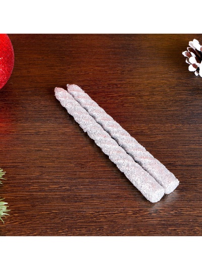 Набор свечей витых, 1.5×15 см, 2 шт., блестки, серебро