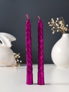 Набор свечей витых, 1.5×15 см, 2 шт., блестки, сиреневый - Фото 2