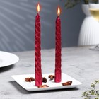 Набор свечей витых, 1.5×15 см, 2 шт., блестки, красный - Фото 1