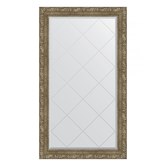 Зеркало с гравировкой в багетной раме, виньетка античная латунь 85 мм, 75x130 см - Фото 1