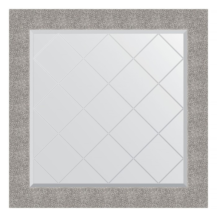 Зеркало с гравировкой в багетной раме, чеканка серебряная 90 мм, 86×86 см - Фото 1