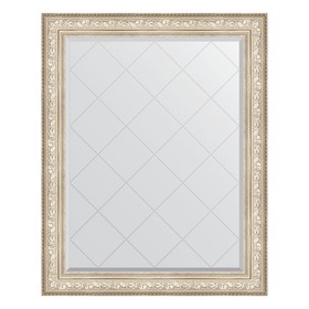 Зеркало с гравировкой в багетной раме, виньетка серебро 109 мм, 100x125 см