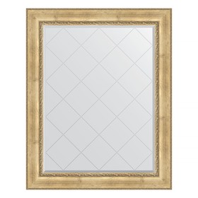 Зеркало с гравировкой в багетной раме, состаренное серебро с орнаментом 120 мм, 102x127 см