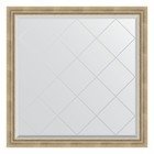 Зеркало с гравировкой в багетной раме, состаренное серебро с плетением 70 мм, 103x103 см - фото 295372035