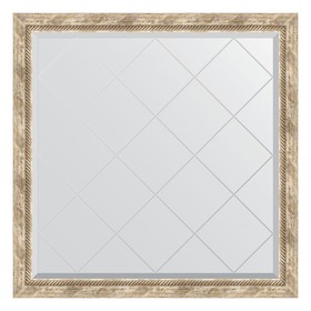 Зеркало с гравировкой в багетной раме, прованс с плетением 70 мм, 103x103 см