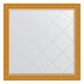 Зеркало с гравировкой в багетной раме, сусальное золото 80 мм, 105x105 см