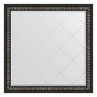 Зеркало с гравировкой в багетной раме, черный ардеко 81 мм, 105x105 см - фото 295372059