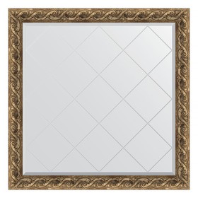 Зеркало с гравировкой в багетной раме, фреска 84 мм, 106x106 см