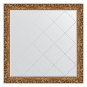 Зеркало с гравировкой в багетной раме, виньетка бронзовая 85 мм, 105x105 см