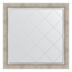 Зеркало с гравировкой в багетной раме, римское серебро 88 мм, 106x106 см