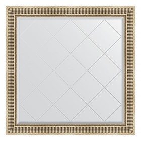Зеркало с гравировкой в багетной раме, серебряный акведук 93 мм, 107x107 см