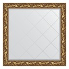 Зеркало с гравировкой в багетной раме, византия золото 99 мм, 109x109 см - фото 295372119