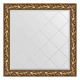 Зеркало с гравировкой в багетной раме, византия золото 99 мм, 109x109 см