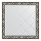Зеркало с гравировкой в багетной раме, византия серебро 99 мм, 109x109 см - фото 295372123