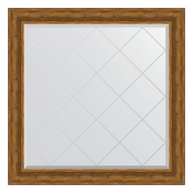 Зеркало с гравировкой в багетной раме, травленая бронза 99 мм, 109x109 см