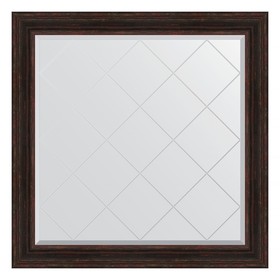 Зеркало с гравировкой в багетной раме, темный прованс 99 мм, 109x109 см